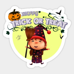 Cute cartoon Happy Halloween.Trick or Treat. Sticker